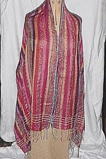 VINTAGE MEHRFARBIGE STREIFEN SILBERFADEN STOLA HALSTUCH SCHAL ETHNISCH CHIC