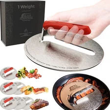 Avant Grub 8" Dishwasher-Safe Stainless Steel Steak Weight & Bacon Press