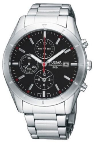 Pulsar Men's PF8331 Black Dial Chronograph Stainless Steel Quartz Dress Watch