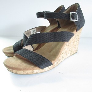 black strappy cork wedges