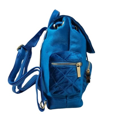 Teal Blue Quilted Drawstring backpack purse | eBay display picture 3