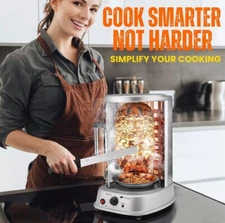 Flexzion Vertical Rotisserie Oven Grill - Countertop Shawarma Machine Kebab E...
