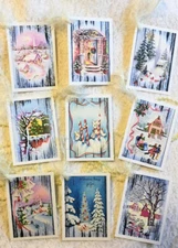 Vintage Christmas Winter Scene~(9) Gift Hang Tags~Junk Journals~Scrapbooks~215R