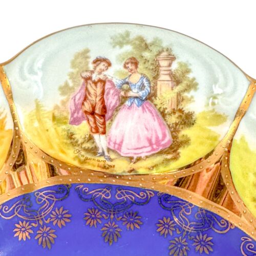 Large Josef Kuba vintage fluted bowl, Fragonard courting couples, Karslbad - Picture 9 of 17