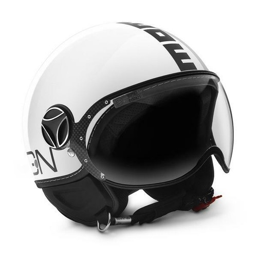 CASCO MOMO DESIGN FIGHTER CLASSIC BIANCO LUCIDO SCRITTA NERA | eBay