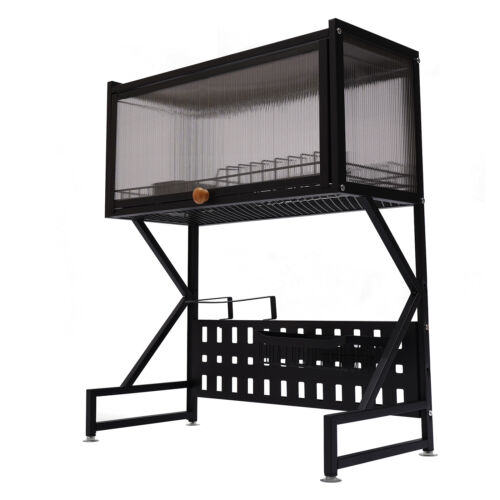 Over the Sink Dish Drying Rack Kitchen Storage Shelf with Cutlery Holder Basket