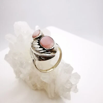 Indianer Schmuck Damen Ring Perlmutt Edelstein Sterlingsilber Handarbeit - Bild 1 von 4