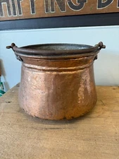 Antique COPPER Cauldron Fireplace Kettle Iron Handles