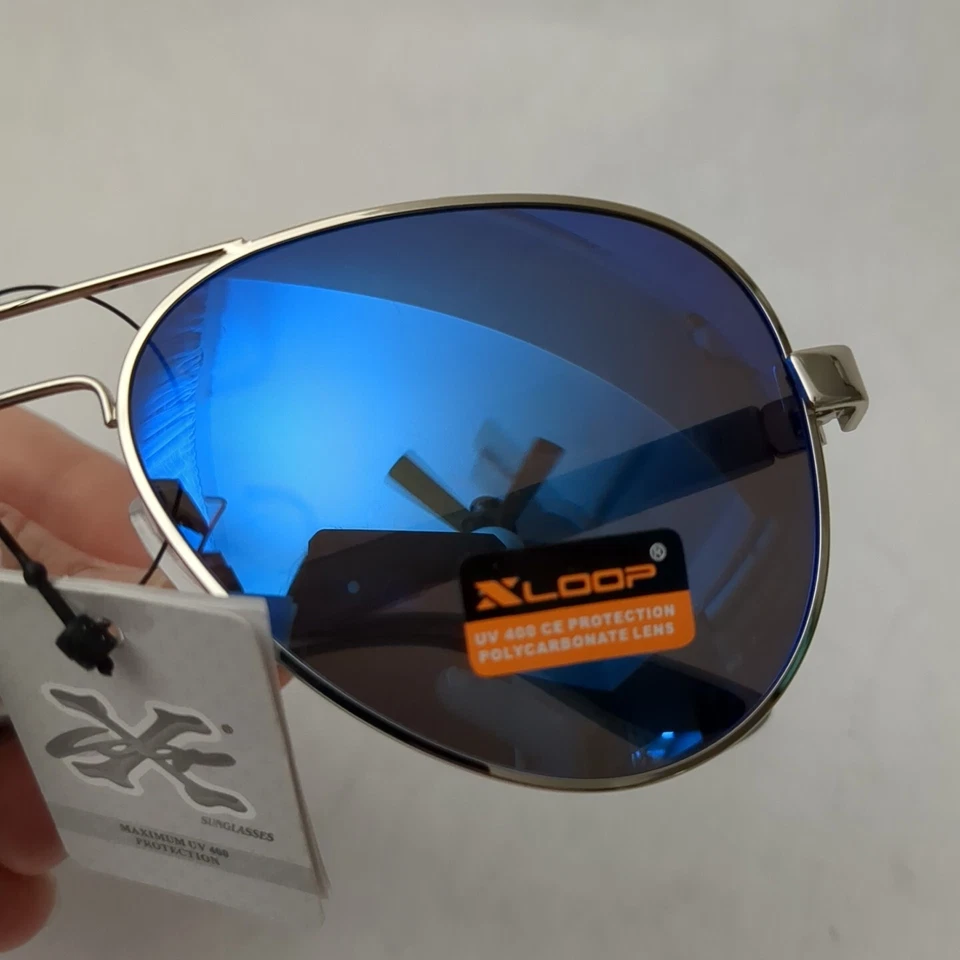 Gafas de sol polarizadas de aviador X-Loop UV400 para hombre lentes de policarbonato plateadas nuevas con etiquetas Foto 4 de 4