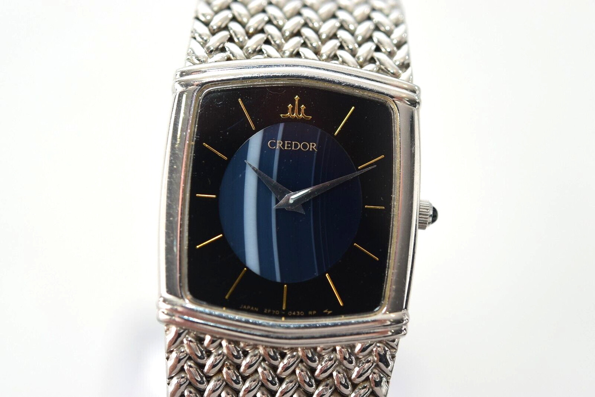 Near MINT] Vintage SEIKO CREDOR 2F70-5390 Blue Agate 21mm