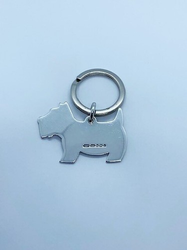 Llavero de plata esterlina con sello SCOTTIE DOG con anillo dividido de níquel