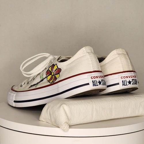 Converse Chuck Taylor All Star Ox M7652 White w/Flower Sneakers Men 5/Women 7 - Picture 7 of 22