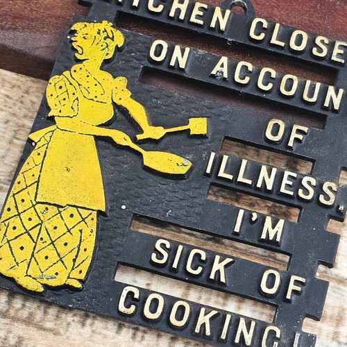 VTG Humorous Funny Metal Iron Trivets Wall Hang Wife Husband Cats MCM Decor Lot - Picture 4 of 9