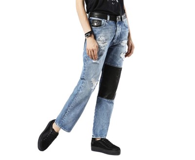 Diesel de Myki 0076e Damen-Denim-Jeanshose Distressed verblasst gerade