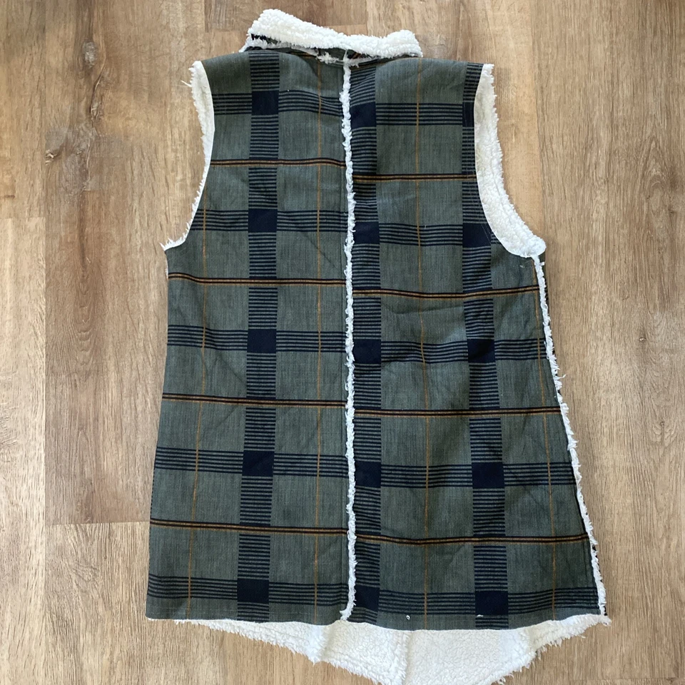 Длинный жилет LuLaRoe из искусственной овчины женский M зеленый/серый, черный с оранжевым - Изображение 3 из 3