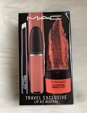MAC Travel Exclusive Lip Kit Neutral 3 Piece Set NIB SEALED