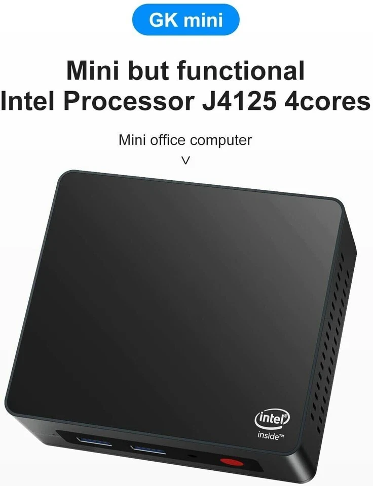 GK MINI Desktop Computer Windows 10, 8GB RAM/128G SSD Celeron J4125 2.7GHz WiFi - Image 2 of 4