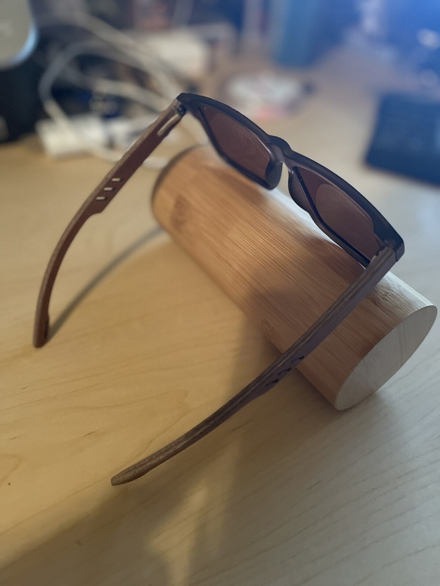 Polarized Bamboo Wood Arms Sunglasses Classic Driving Glasses Long Keeper Bamboo Wood Arms Sunglasses for Women Men (Black  main image 3