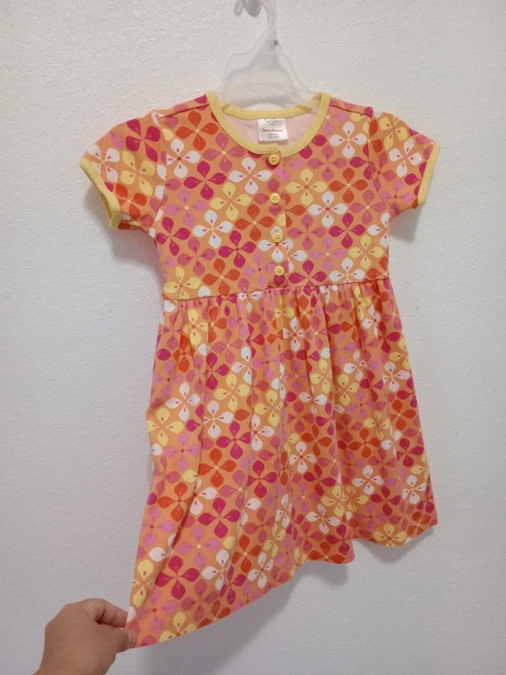 Hanna Andersson Orange Retro Floral Print Play Dress size US 6X-7 ~ 120cm - Image 3 of 4