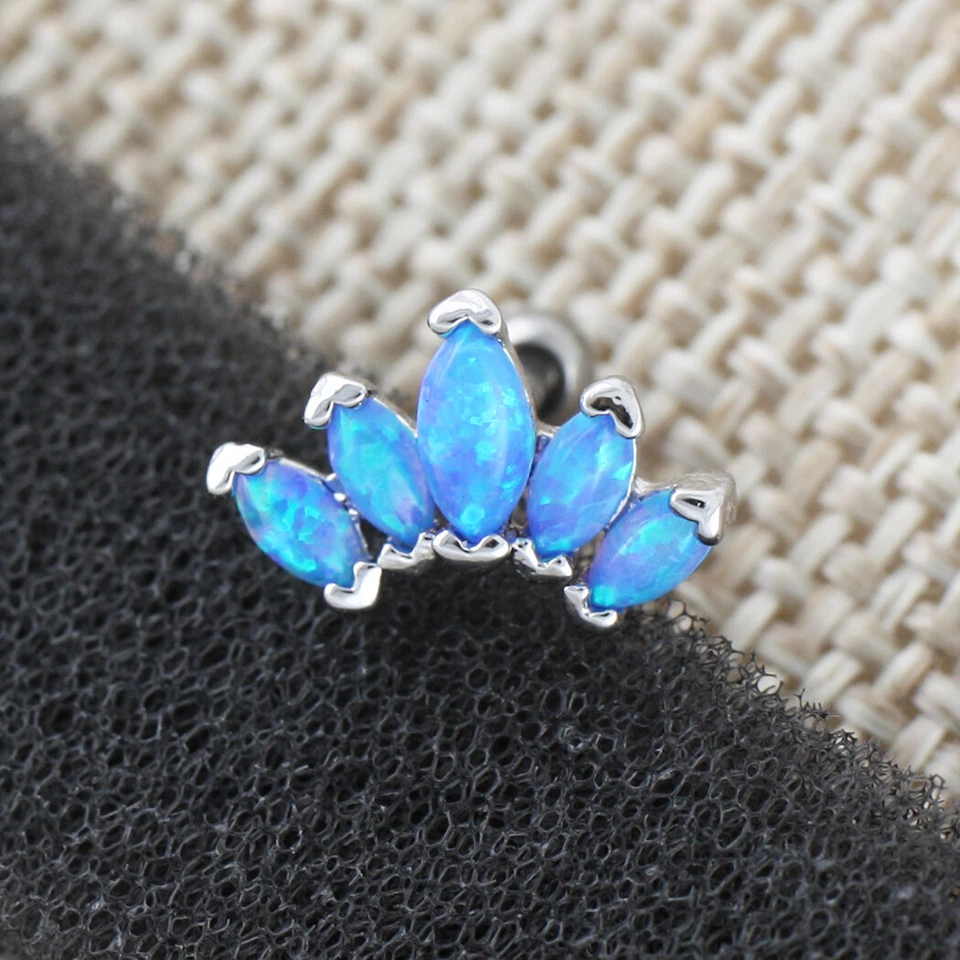 Pendiente de cartílago de ópalo de toma de fuerza 16G perno de hélice Tragus caracola lóbulo pendiente piercings Foto 4 de 4