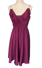 BHLDN Quillaree Silk Tide Couplet Ruffle Maroon Dress Size 2