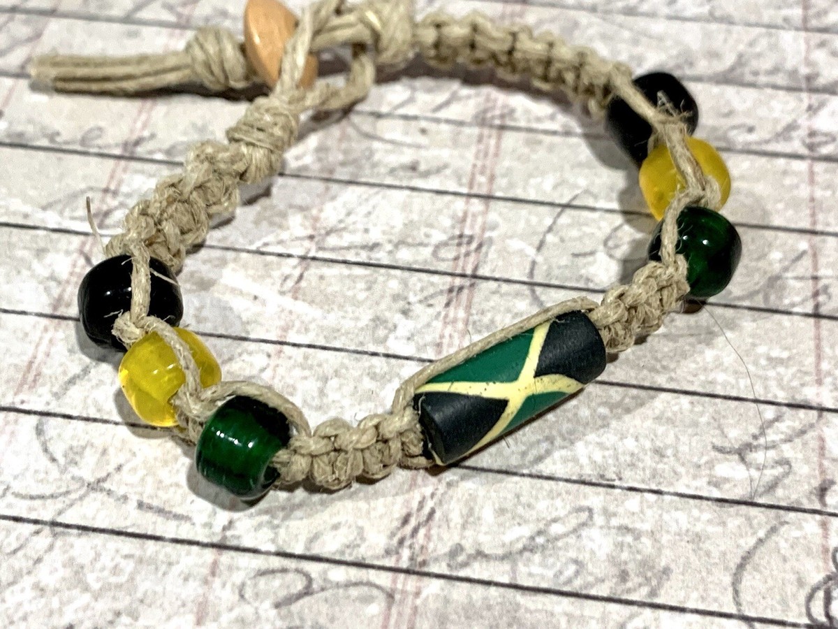 Hemp Bracelet Jamaica Flag Patriotic Jewelry