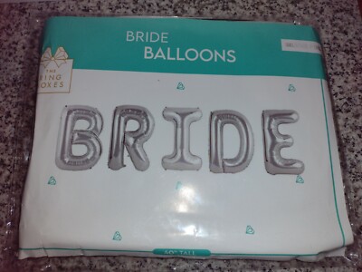 WEDDIND DECORATION: ''BRIDE'' Letter Balloon Banner, Silver. NEW.