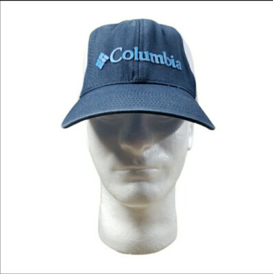 Columbia PFG Blue White Mesh Back Flex-Fit Stretch Back Hat Cap