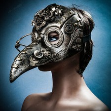Gold Steampunk Mysterious Plague Doctor Costume Cosplay Party Masquerade Mask