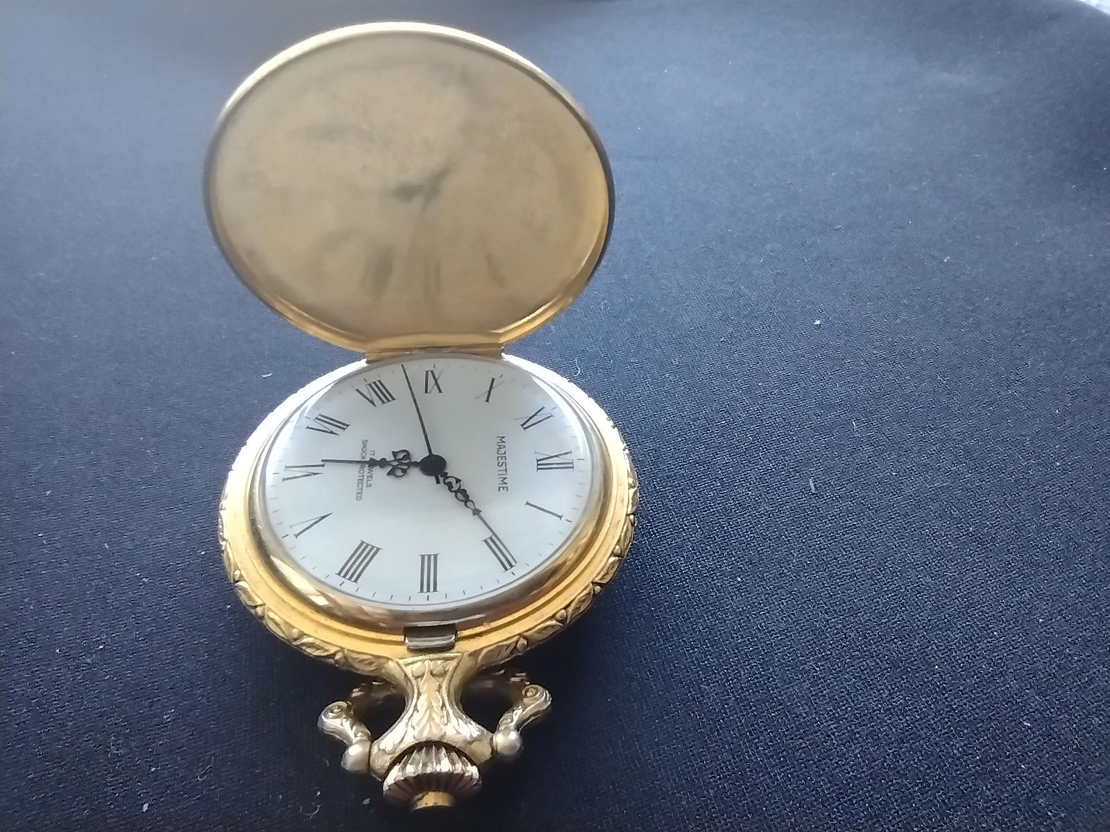 Vintage Majestime Mechanical Pocket Watch GoldTone Hunting Dogs and Bugler eBay