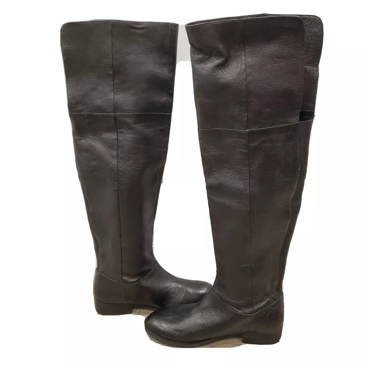 Chinese Laundry Fawn Black Leather Over the Knee Riding Boot Size