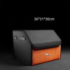 Leather Car Rear Trunk Storage Luggage Box Cargo Organizer For Jaguar Orange