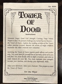 TOWER OF DOOM Mattel Intellivision RARE Game: COMPLETE w/ Manual Insert Cart Box