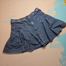 VTG Gap Denim Skirt Women 6 Blue Pleated High Rise Button Zip Hong Kong 1980 90s