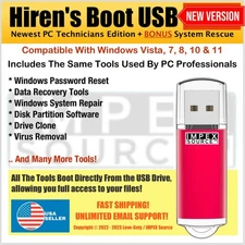 Hiren's NEW Version Bootable USB PC Utilities Password Fix Disk Recovery & More