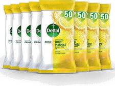 Dettol Antibacterial Wipes, Citrus, Total of 400 Wipes (8 Packs X 50), Biodegrad
