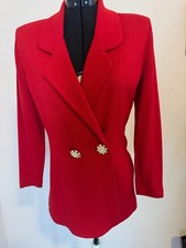 Vintage St. John Evening By Marie Gray Red Knit Blazer Sz 6