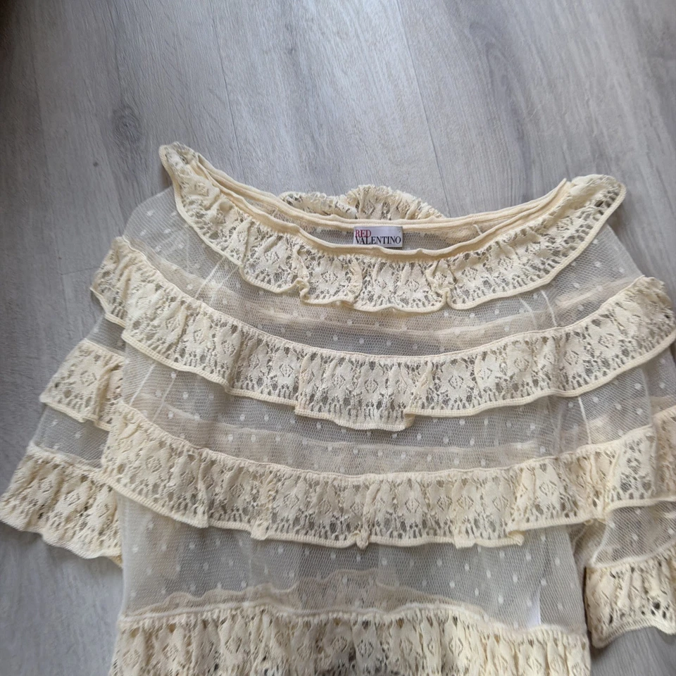 NUEVO SIN ETIQUETAS ROJO Valentino Maglia encaje top talla pequeña Foto 4 de 4
