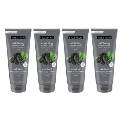 New 4x 175ml Freeman Charcoal Black Sugar Polishing Mask Scrub Vegan Detox