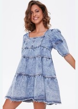 Forever 21 NWOT! Denim Oversized Layered Dress In Blue Wash Size L