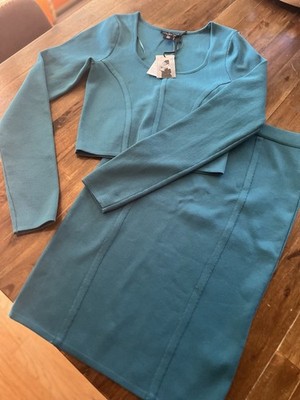 NWT Sincerely Jules Turquoise Long Sleve Crop Top & Pencil Skirt Set - Size M