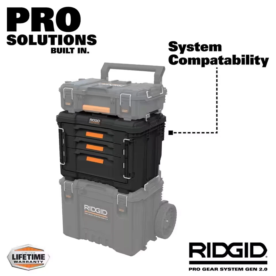 Pro Gear System Gen 2.0 14.6 In. W Black Resin XL 3 Drawer Durable Hand Tool Box - Image 4 of 4