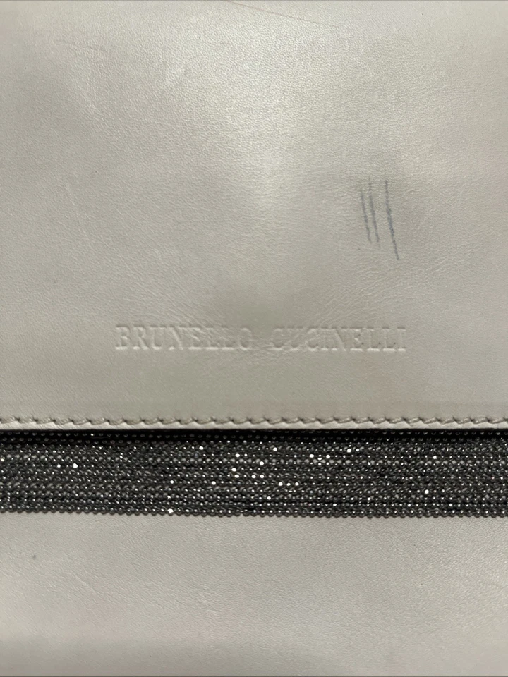 Bolso de mano Brunello Cucinelli para mujer grande de cuero con solapa Monili marfil Foto 2 de 4