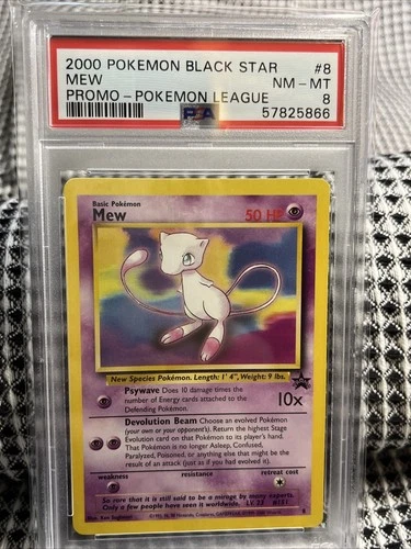 PSA 8  MEW #8 2000’s  Pokemon League BLACK STAR PROMO Non-Holo Vintage Card