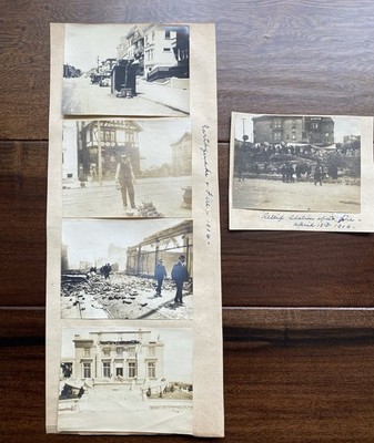 San Francisco 1906 Relief Station & Policeman & Koshland House 5 Vintage Photos
