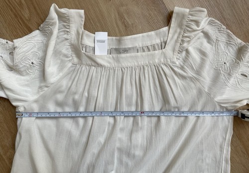 Neu Neu mit Etikett Loft cremefarbene Bluse eckiger Ausschnitt bestickte Ärmel Medium klassisches Oberteil - Bild 6 von 7