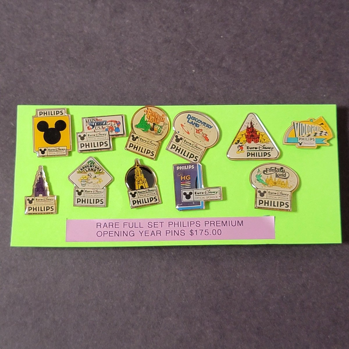 Vtg Rare 1990s Full Set Philips Premium Opening Year Euro Disney