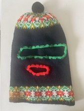 Vintage Knit Full Face Ski Mask Balaclava 70's Colorful READ