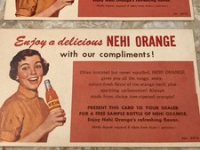 Nehi Orange Soda Free Sample Bottle Coupon Card c1940's RARE Cola