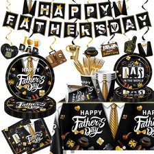 Fathers Day Tableware,178pcs Father's Party 9inch,7inch,6.5inch, Black